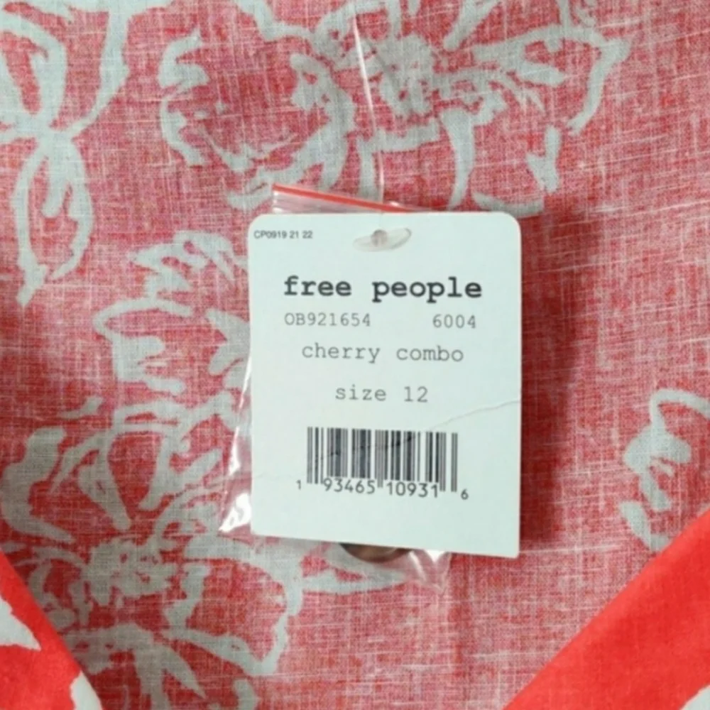 FREE PEOPLE A Thing Called Love Mini Linen Red Floral Dress NWT sz 12